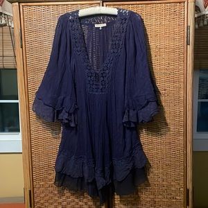 Rebecca Taylor navy blue lacey tunic/dress/cover up size 10 EUC